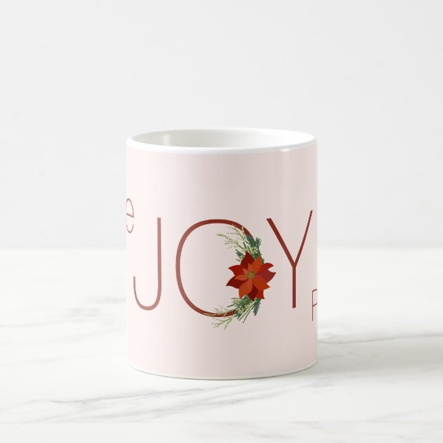 Love Joy peace Christmas poinsettia Coffee Mug (Center)
