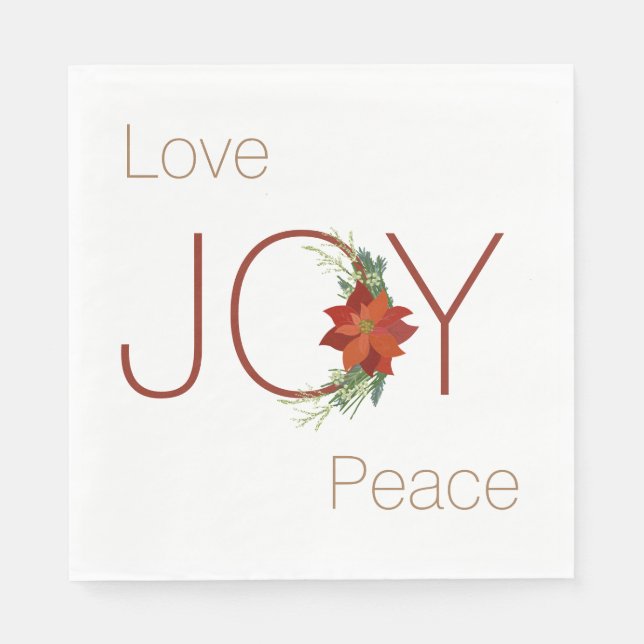 Love Joy peace Christmas poinsettia Napkin (Front)