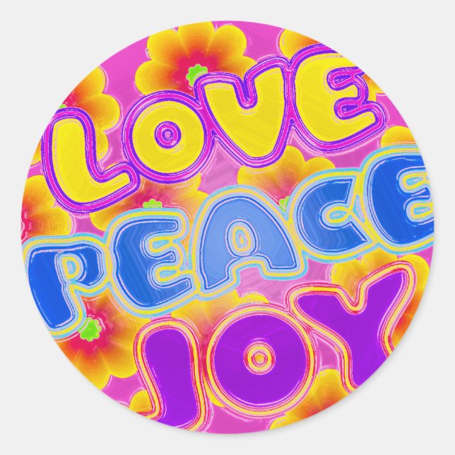 Love, Joy, Peace Classic Round Sticker (Front)