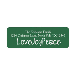 Love Joy Peace Green Address Labels