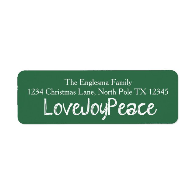Love Joy Peace Green Address Labels (Front)