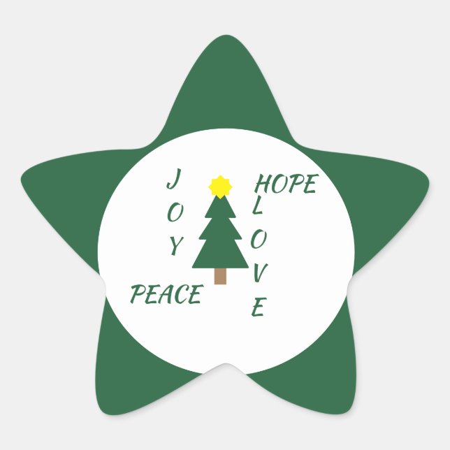 Love, Joy, Peace, Hope Christmas Star Sticker (Front)