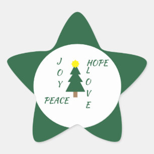 Love, Joy, Peace, Hope Christmas Star Sticker
