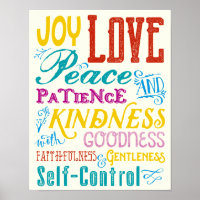 Love Joy Peace Kindness Goodness Typography Art