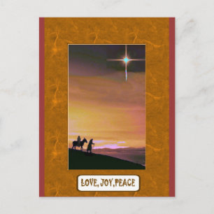 Love, joy peace, on the road holiday postcard