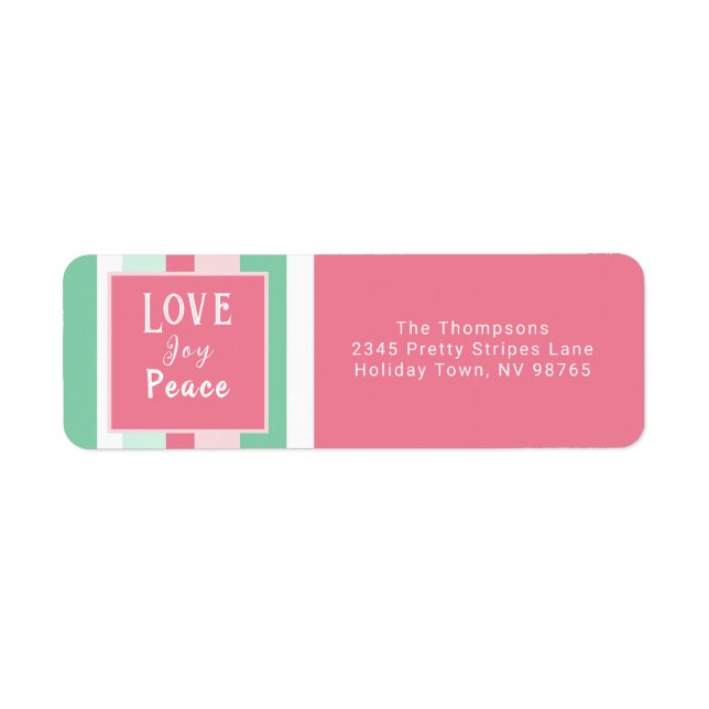  Love Joy Peace Pink Mint Stripes (Front)