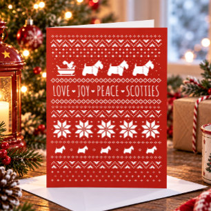 Love Joy Peace Scotties Festive Christmas Holiday Card