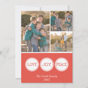 Love Joy Peace   Three Photo Christmas Card