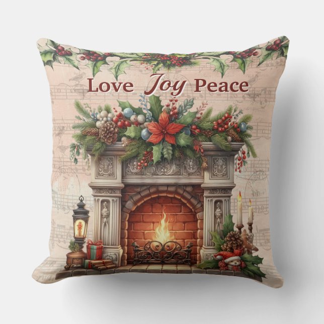 Love, Joy, Peace Throw Pillow (Front)