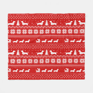 Love Joy Peace Wiener Dogs Christmas Pattern Fleece Blanket