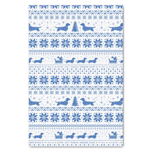 Image of Love Joy Peace Wiener Dogs Christmas Pattern Tissue Paper