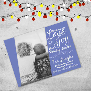 Love & Joy Periwinkle Christmas Holiday Postcard