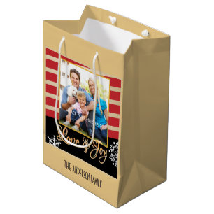 Love & Joy, Photo Personalised Christmas Medium Gift Bag