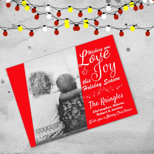 Love & Joy Red Christmas Holiday Postcard