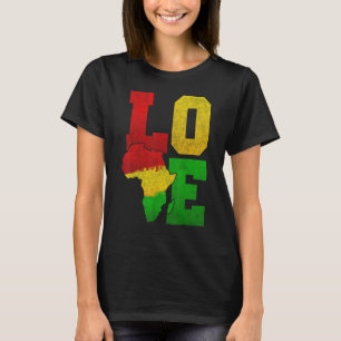 Love Junteenth Africa Flag Map African Black Pride T-Shirt