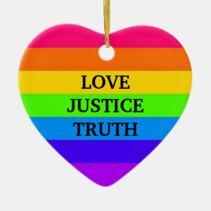 "LOVE JUSTICE TRUTH" CERAMIC TREE DECORATION