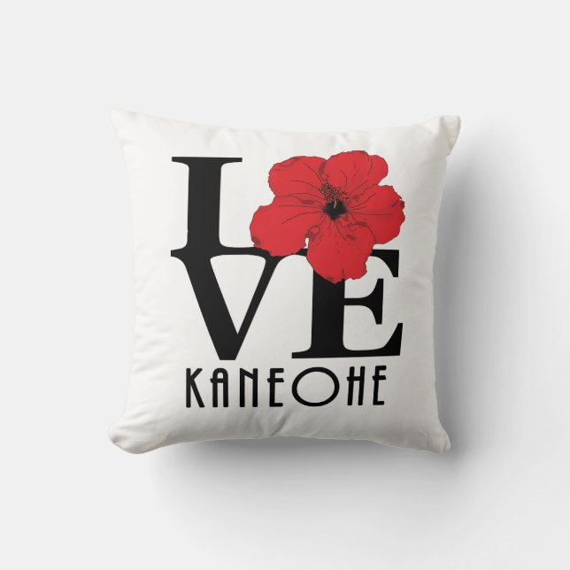LOVE Kaneohe Red Hibiscus Cushion (Front)