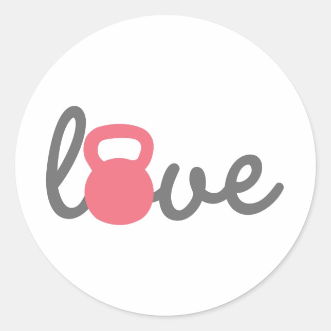 Love Kettlebell Pink Classic Round Sticker (Front)
