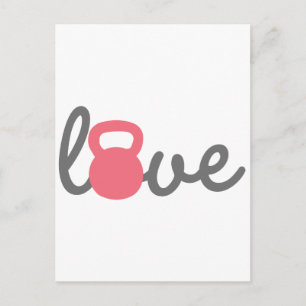 Love Kettlebell Pink Postcard