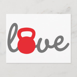 Love Kettlebell Red Postcard