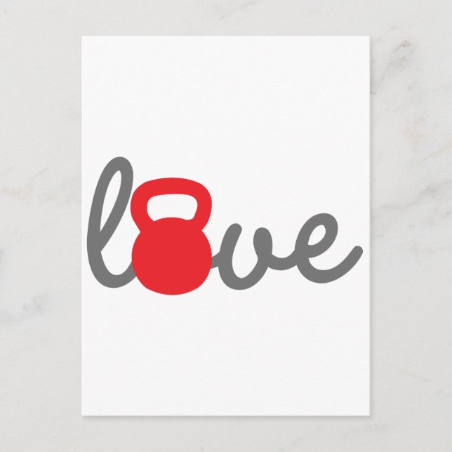 Love Kettlebell Red Postcard (Front)