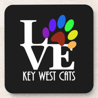 LOVE Key West Cats (white text) Coaster