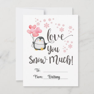 Love - KIDS Cute Penguin Personalised Valentine Card