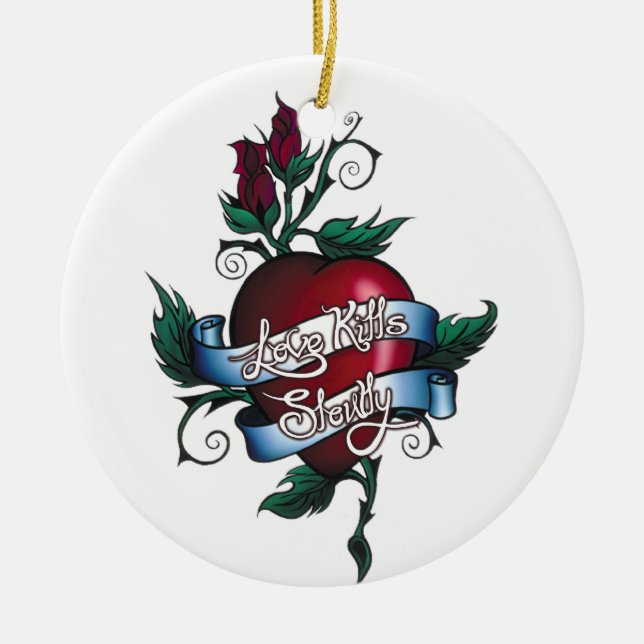 Love Kills Slowly Ceramic Tree Decoration (Front)