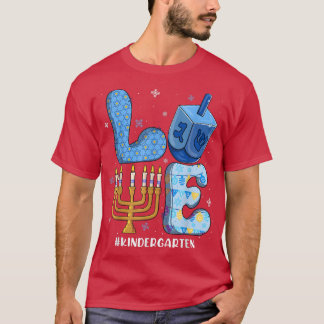 Love Kindergarten Teacher Chanukah Jewish Hanukkah T-Shirt