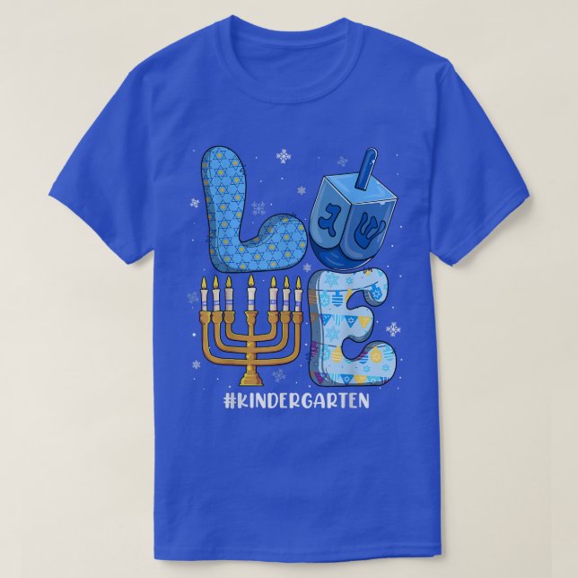 Love Kindergarten Teacher Chanukah Jewish Hanukkah T-Shirt (Design Front)