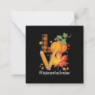 LOVE Kindergarten Teacher Fall Leaves Autumn Card
