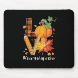 LOVE Kindergarten Teacher Fall Leaves Autumn Mouse Mat