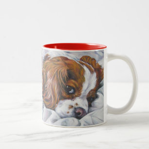 Love King Charles Cavalier Pups Two-Tone Coffee Mug