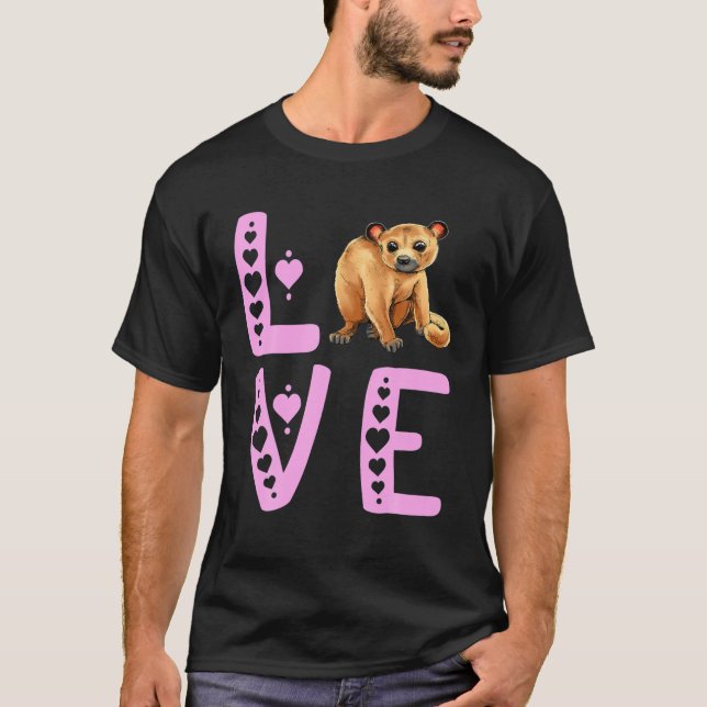 Love Kinkajou Heart Kinkajou Lover Prehensile Anim T-Shirt (Front)