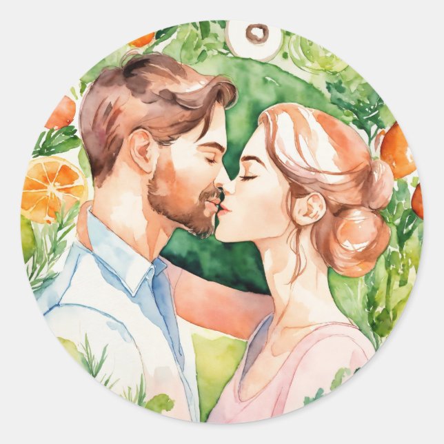 Love Kiss Bliss Classic Round Sticker (Front)