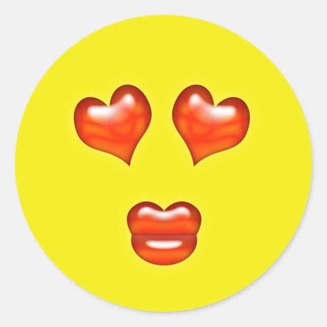 Love Kiss Emoji Classic Round Sticker (Front)