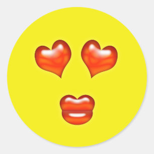 Love Kiss Emoji Classic Round Sticker