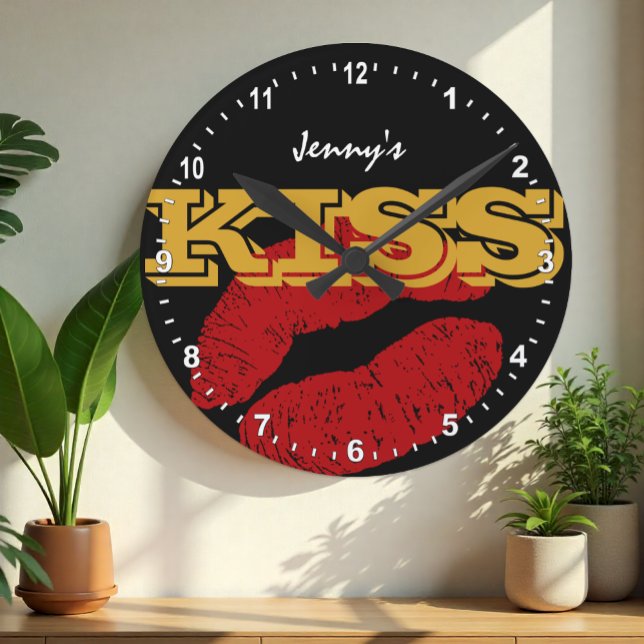 Love KISS Gold retro Clock, Custom Fun / Party Round Clock (Creator Uploaded)