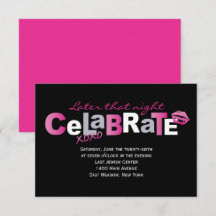 LOVE & KISSES Hot Pink Bat Mitzvah Party Card