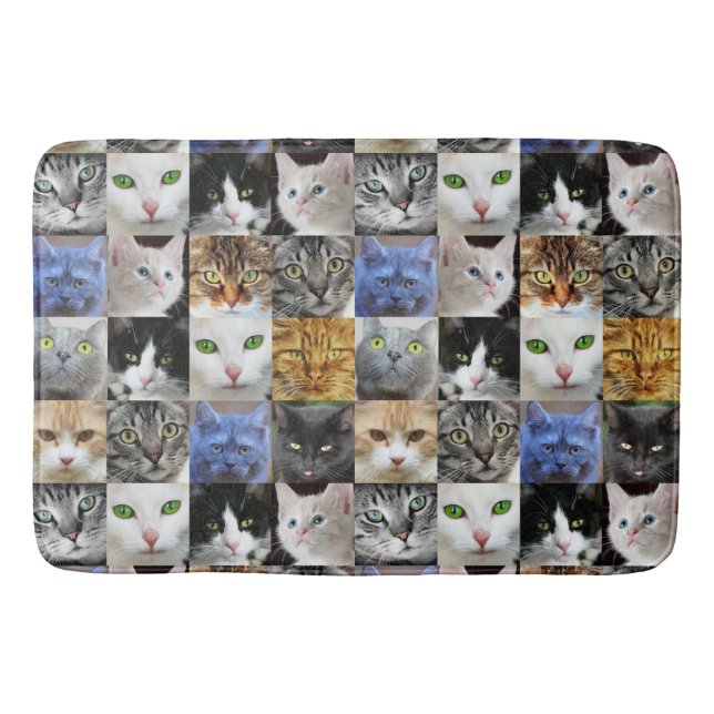 Love Kitties Cat Faces Collage Bath Mat (Front)