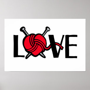Love Knitters knitting graphic art Poster