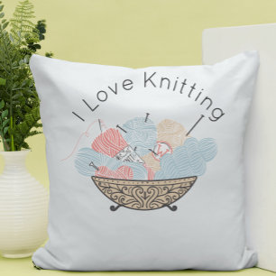 Love Knitting Yarn Bowl Cushion