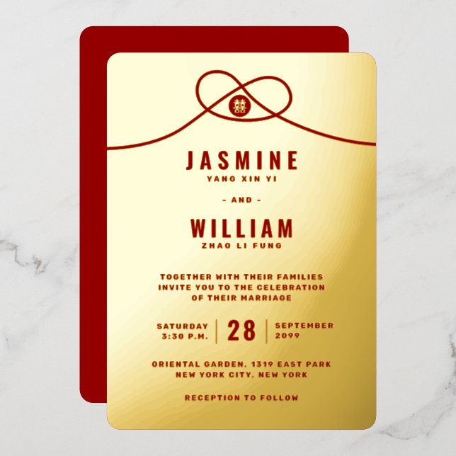 Love Knot Union Double Happiness Chinese Wedding (Front/Back)