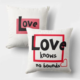 Love Knows No Bounds in Red Black and White Cushion