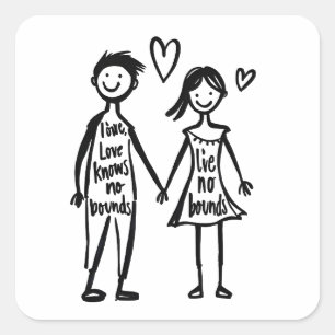 Love knows no bounds square sticker