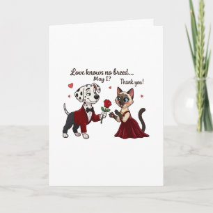 Love Knows No Breed Dalmatian and Siamese Cat Card