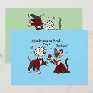 Love Knows No Breed Dalmatian and Siamese Cat Holiday Card