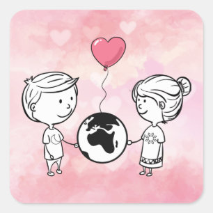 Love Knows No Distance Square Sticker
