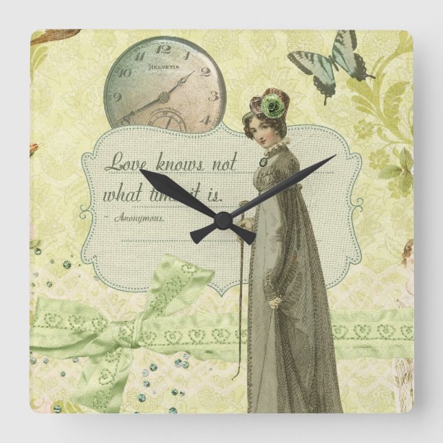 Love Knows no Time Square Wall Clock (Front)