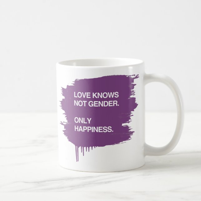 LOVE KNOWS NOT GENDER. ONLY HAPPINESS COFFEE MUG (Right)